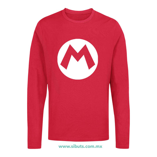Playera Hombre Manga Larga Super Mario Bros