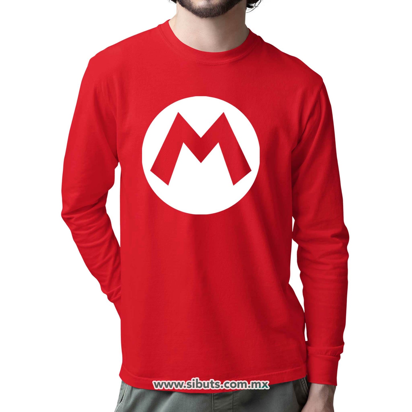 Playera Hombre Manga Larga Super Mario Bros