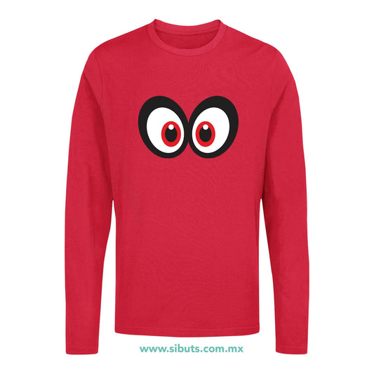 Playera Hombre Manga Larga Super Mario Odissey Cappy