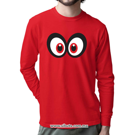 Playera Hombre Manga Larga Super Mario Odissey Cappy