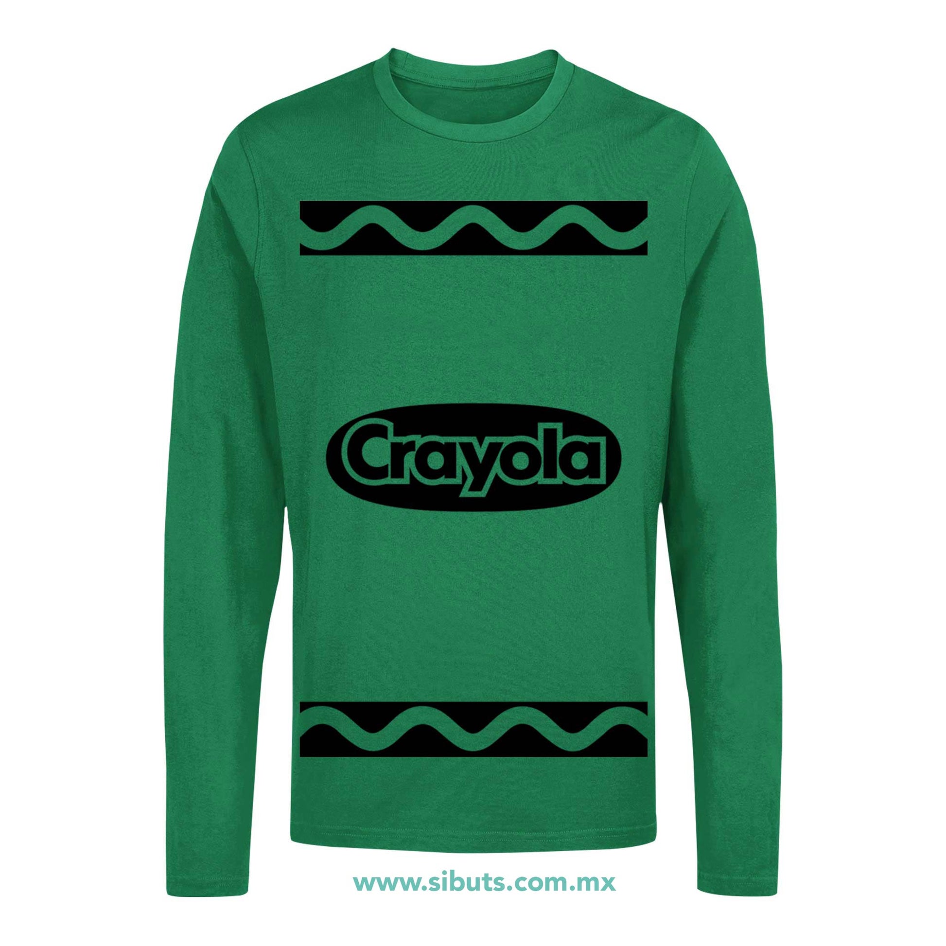 Playera Hombre Manga Larga Crayola Verde