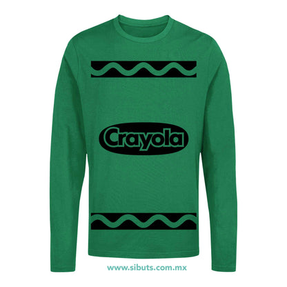 Playera Hombre Manga Larga Crayola Verde