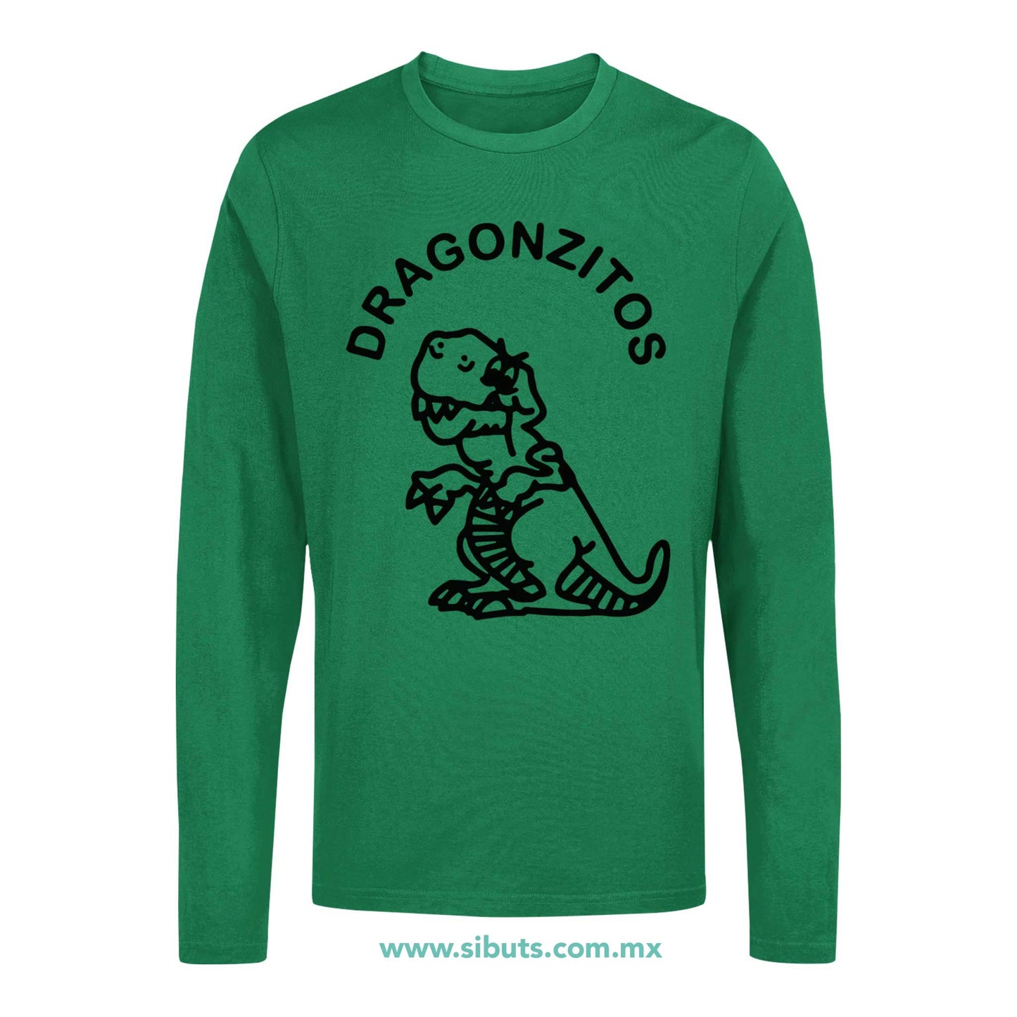 Playera Hombre Manga Larga Dulces Dragonzito Verde