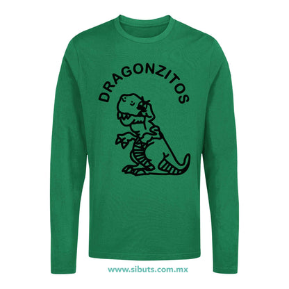 Playera Hombre Manga Larga Dulces Dragonzito Verde