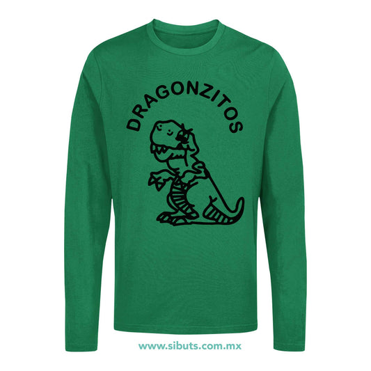 Playera Hombre Manga Larga Dulces Dragonzito Verde
