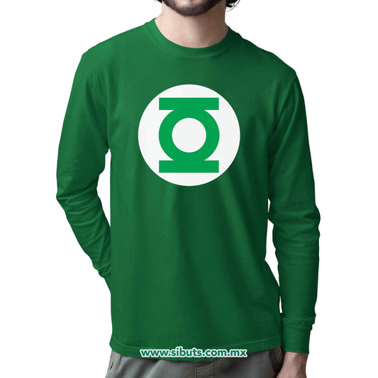Playera Hombre Manga Larga Linterna Verde