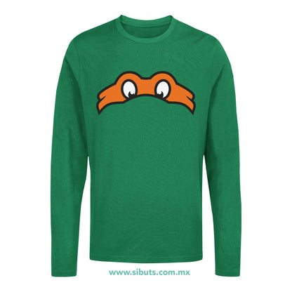 Playera Hombre Manga Larga Tortuga Ninja Miguel Angel