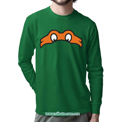 Playera Hombre Manga Larga Tortuga Ninja Miguel Angel