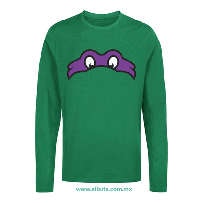 Playera Hombre Manga Larga Tortuga Ninja Donatelo