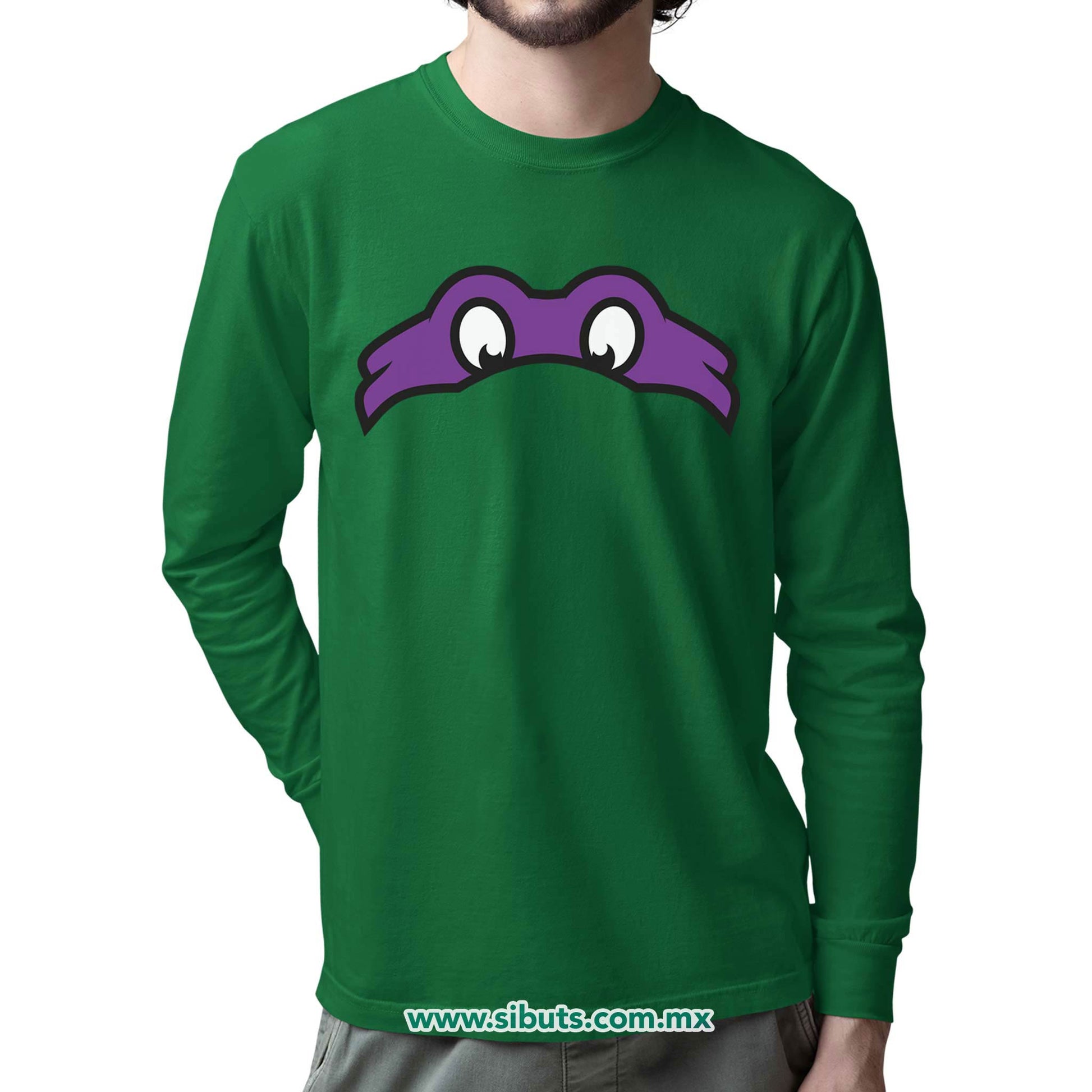 Playera Hombre Manga Larga Tortuga Ninja Donatelo