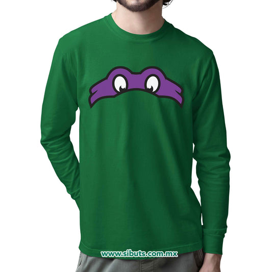 Playera Hombre Manga Larga Tortuga Ninja Donatelo