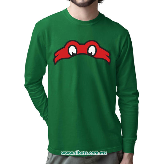 Playera Hombre Manga Larga Tortuga Ninja Rafael