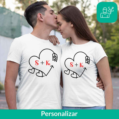 Playera para Parejas Personalizada con Iniciales