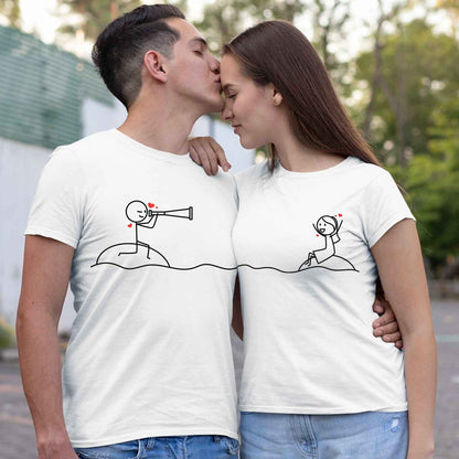 Playera para Parejas Dibujo Amor a Distancia