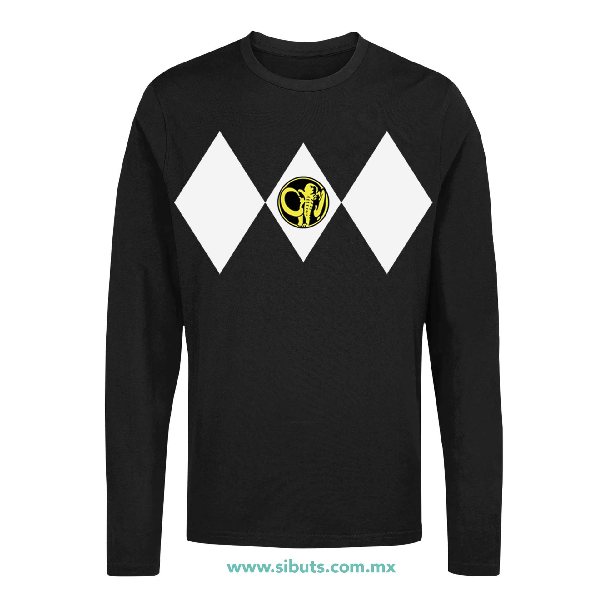 Playera Hombre Manga Larga Power Ranger Negro