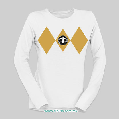 Playera Mujer Manga Larga Power Ranger Blanco