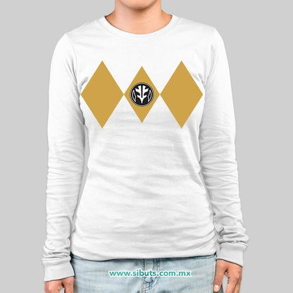Playera Mujer Manga Larga Power Ranger Blanco
