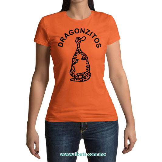 Playera Mujer Dulces Dragonzito Naranja