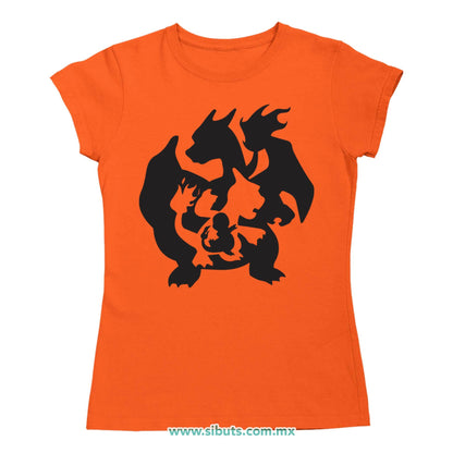 Playera Mujer Pokemon Charmander Evolutions