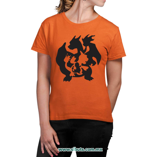 Playera Mujer Pokemon Charmander Evolutions