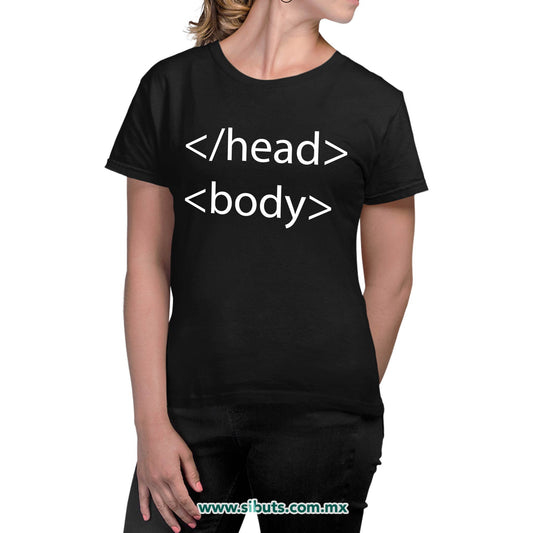 Playera Mujer Geek Head Body HTML Código