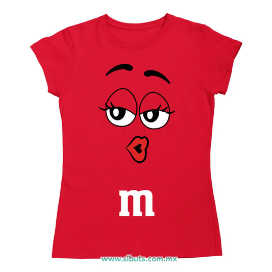 Playera Mujer Chocolate M&M Rojo