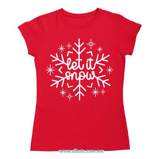 Playera Mujer Copo De Nieve Let It Snow