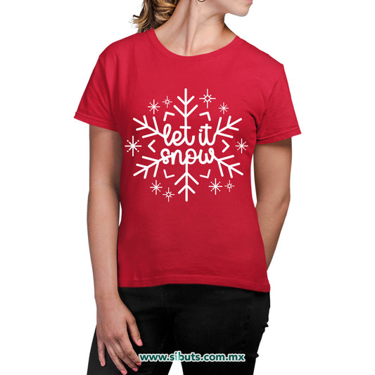 Playera Mujer Copo De Nieve Let It Snow