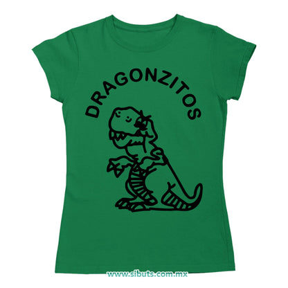 Playera Mujer Dulces Dragonzito Verde