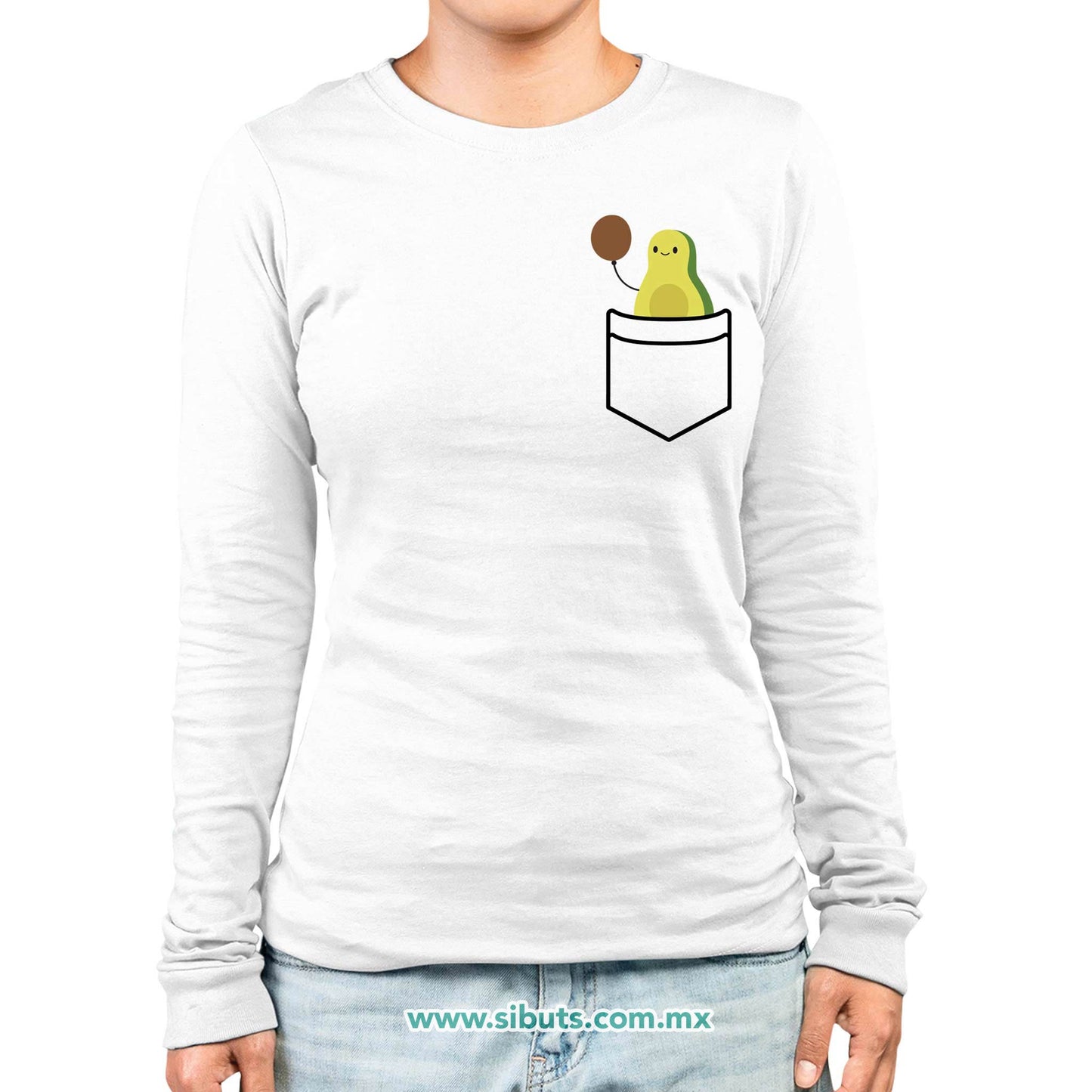 Playera Mujer Manga Larga Aguacate Con Balón