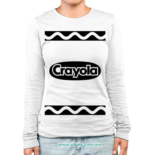 Playera Mujer Manga Larga Crayola Blanca