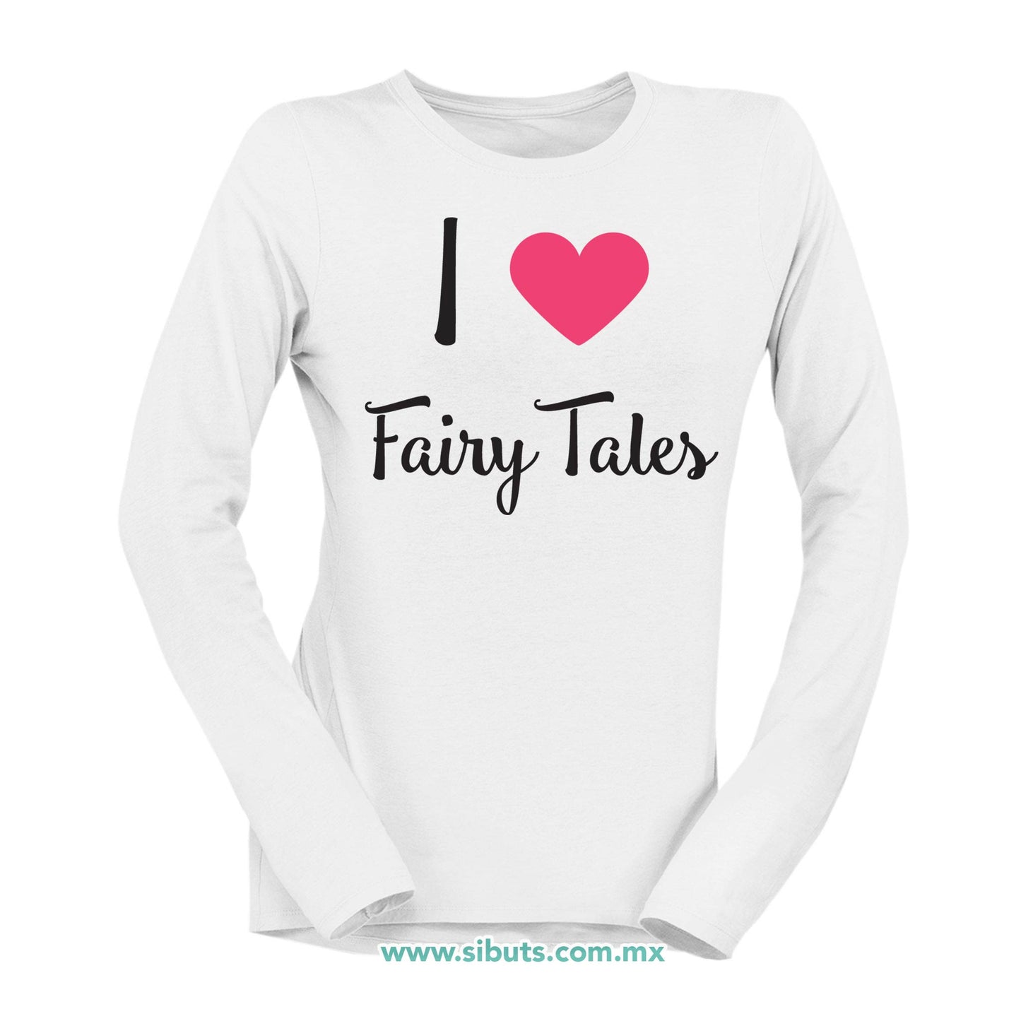 Playera Mujer Manga Larga I Love Fairytales Con Alas