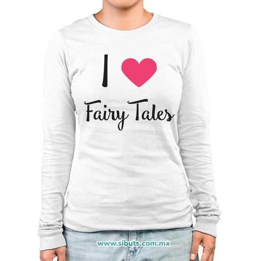 Playera Mujer Manga Larga I Love Fairytales Con Alas