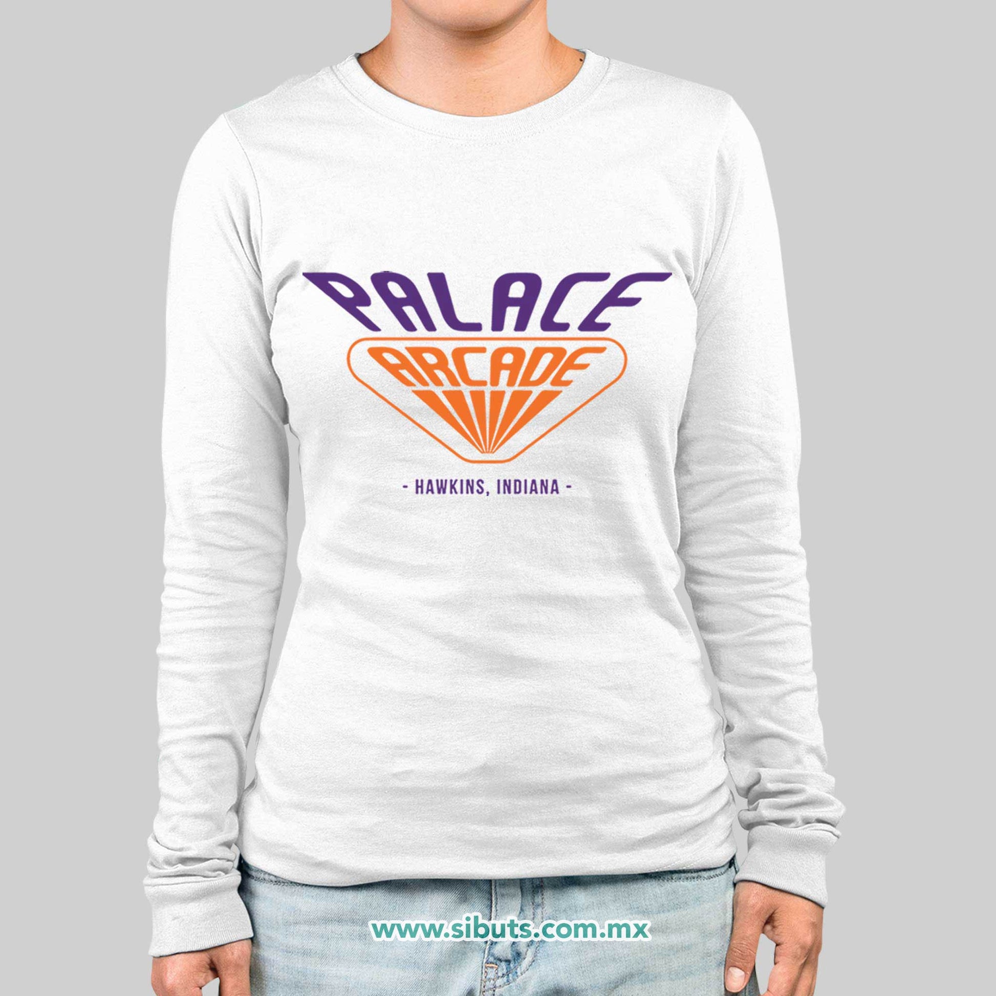 Playera Mujer Manga Larga Stranger Things Palace Arcade