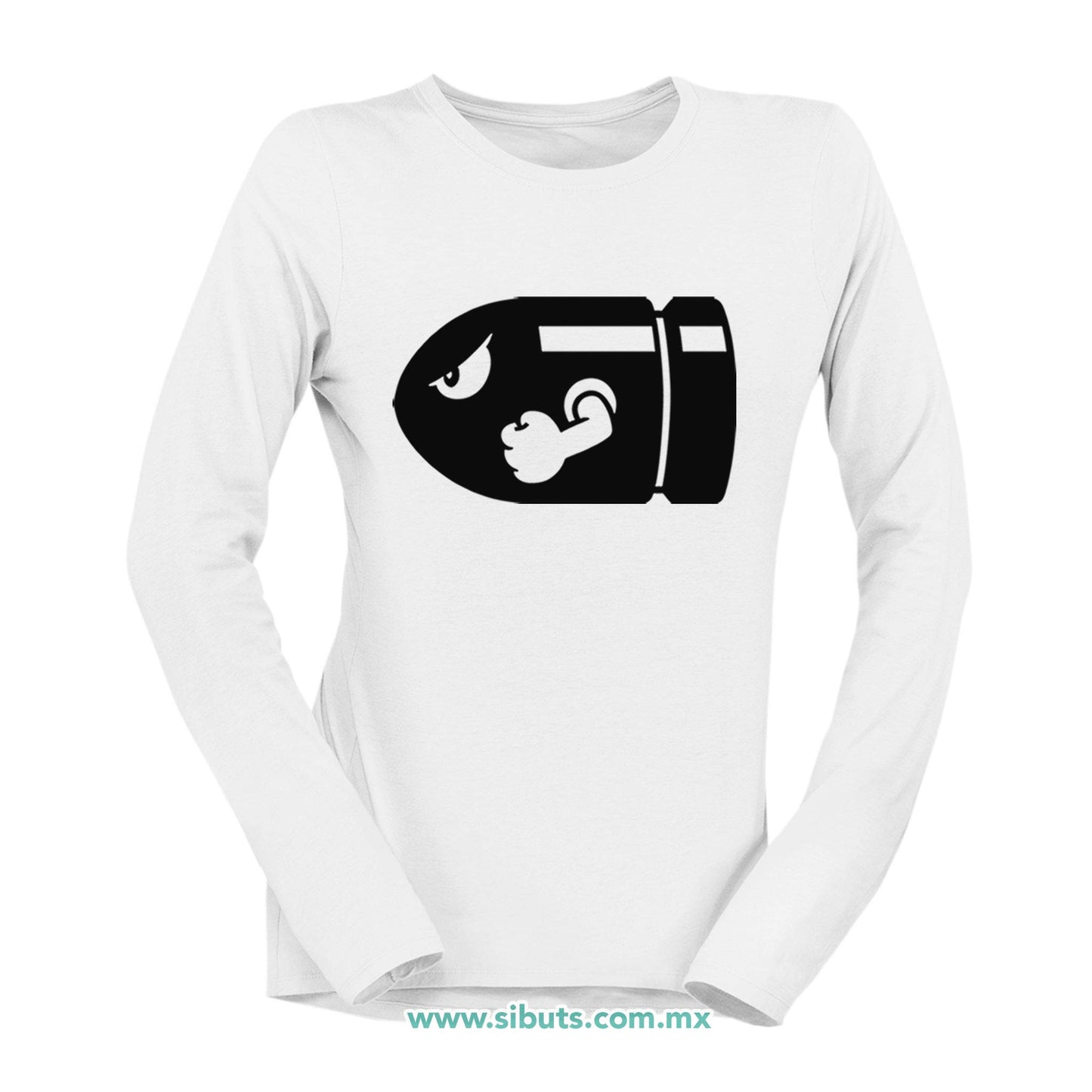 Playera Mujer Manga Larga Super Mario Bross Bullet