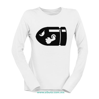 Playera Mujer Manga Larga Super Mario Bross Bullet