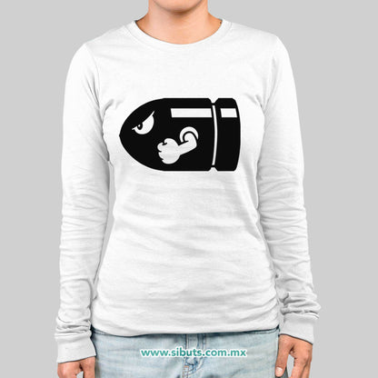 Playera Mujer Manga Larga Super Mario Bross Bullet