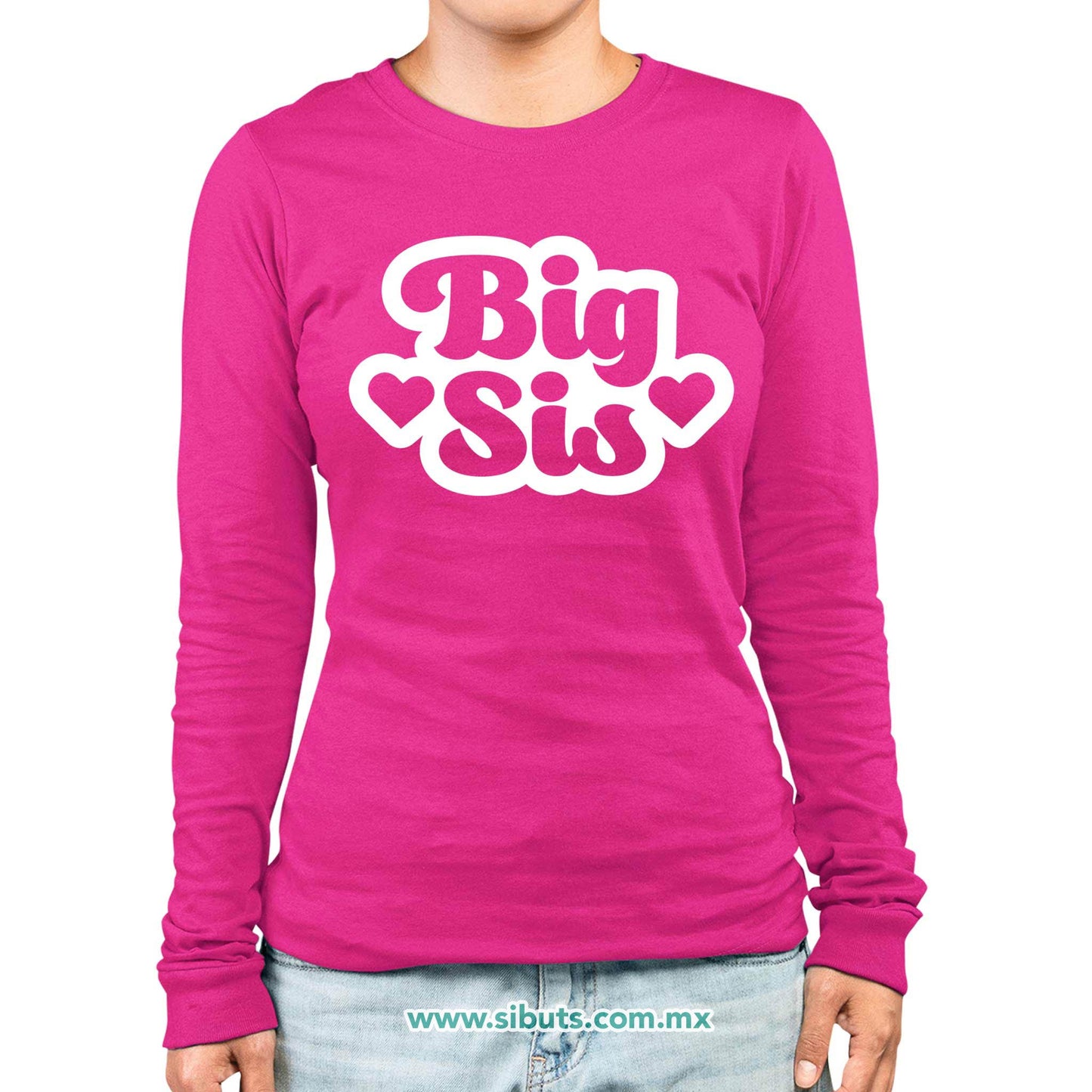 Playera Mujer Manga Larga Big Sis Hermana Mayor