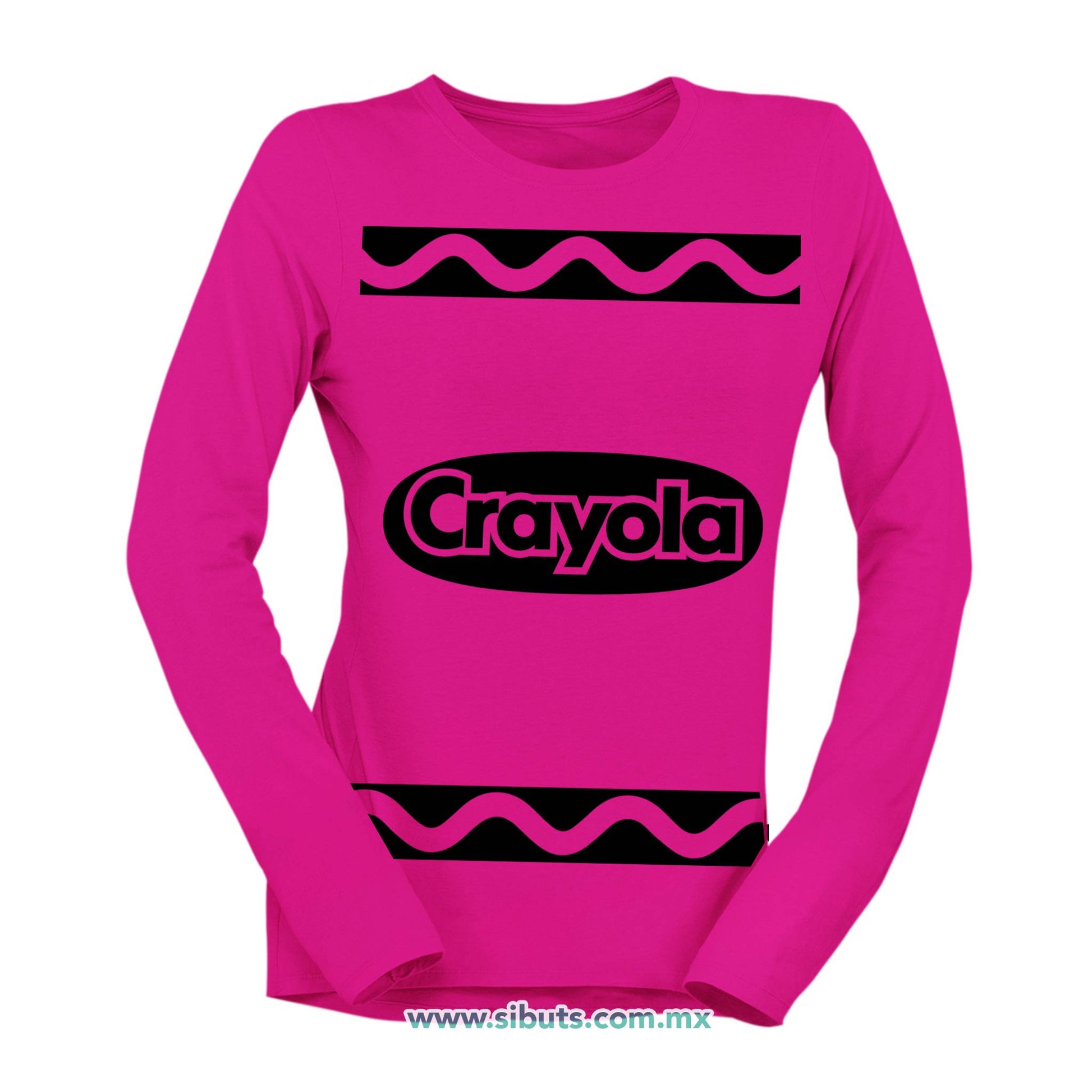 Playera Mujer Manga Larga Crayola Fucsia