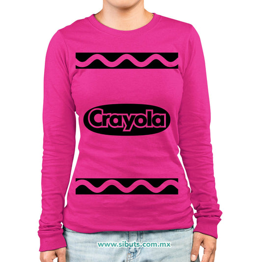 Playera Mujer Manga Larga Crayola Fucsia