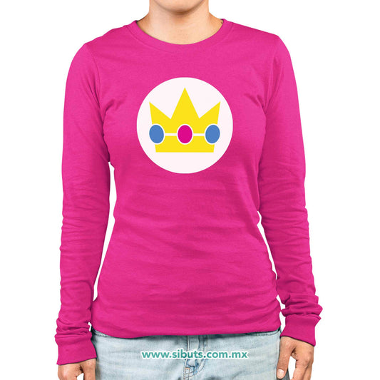Playera Mujer Manga Larga Mario Bros Princess