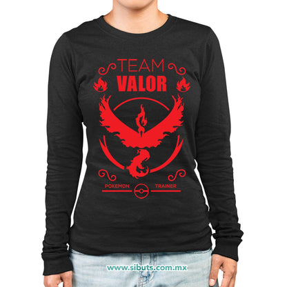 Playera Mujer Manga Larga Pokemon Go Team Valor
