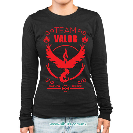Playera Mujer Manga Larga Pokemon Go Team Valor
