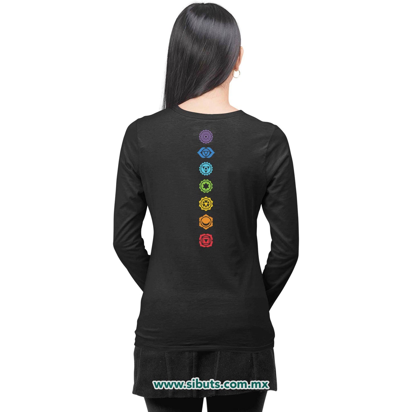 Playera Mujer Manga Larga Namaste Chakras