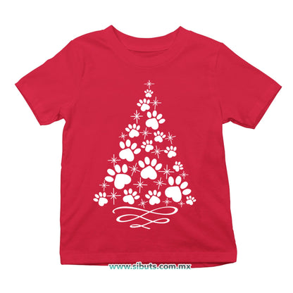 Playera Niño Árbol Navidad Con Huella De Perrito