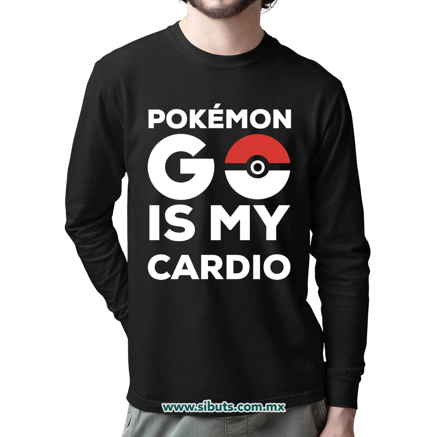 Playera Hombre Manga Larga Pokemon Go Is My Cardio