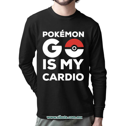 Playera Hombre Manga Larga Pokemon Go Is My Cardio