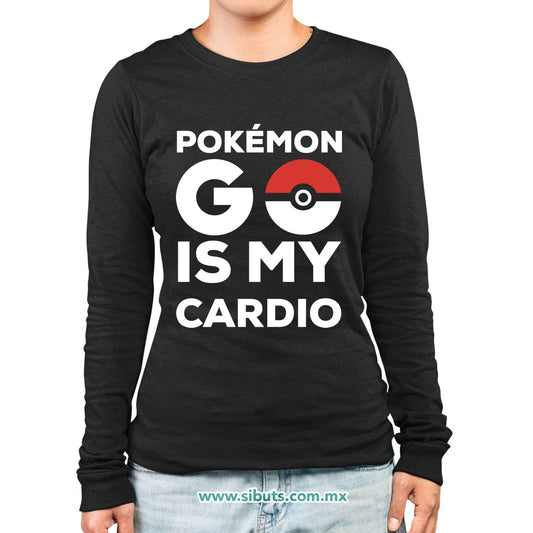 Playera Mujer Manga Larga Pokemon Go Is My Cardio