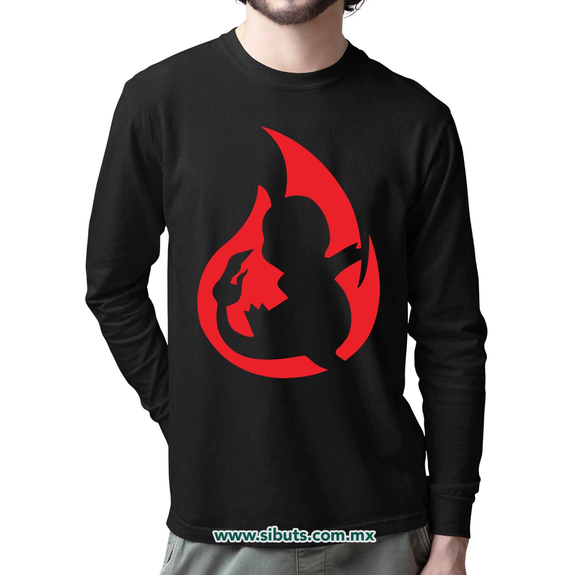 Playera Hombre Manga Larga Pokemon Charmander