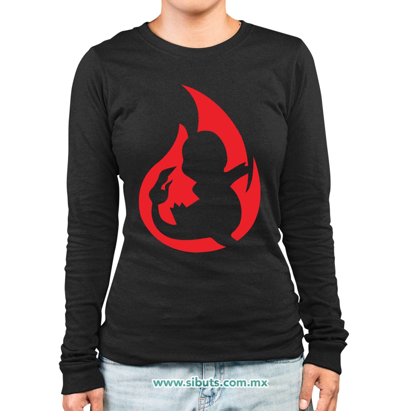 Playera Mujer Manga Larga Pokemon Charmander